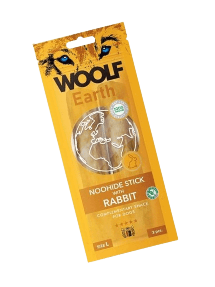 WOOLF Earth Noohide Stick Rabbit – pałeczki królika, Large – 2 szt