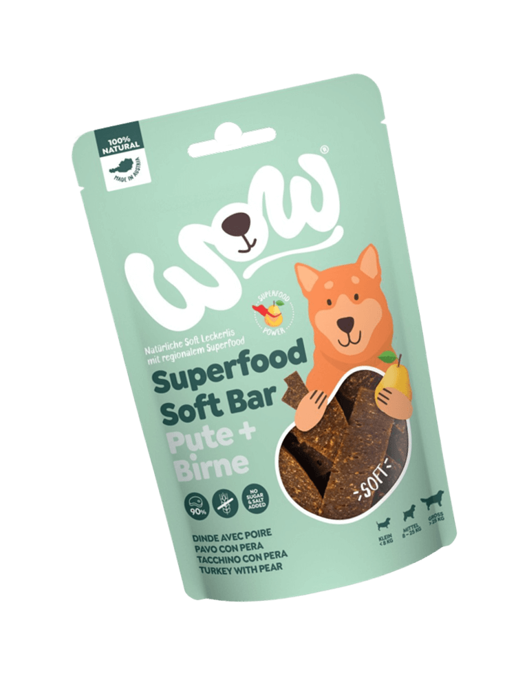 WOW Superfood Soft Bar Pute – mięso indyka z gruszką miękkie przysmaki dla psa