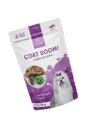 Ciastka dla psa - Coat Boom!- piękna sierść i skóra 70 g (Data ważności 31.10.2026)