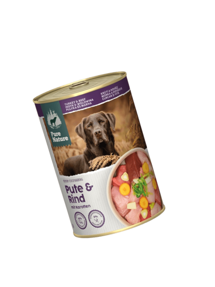 PURE NATURE DOG Pute Rind – indyk i wołowina z marchewką i fenkułem dla dorosłych psów (400g)