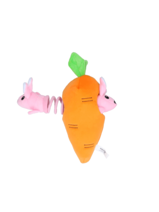 Carrot - zabawne, szalone króliki na miękkiej sprężynce umieszczone w pluszowej marchewce