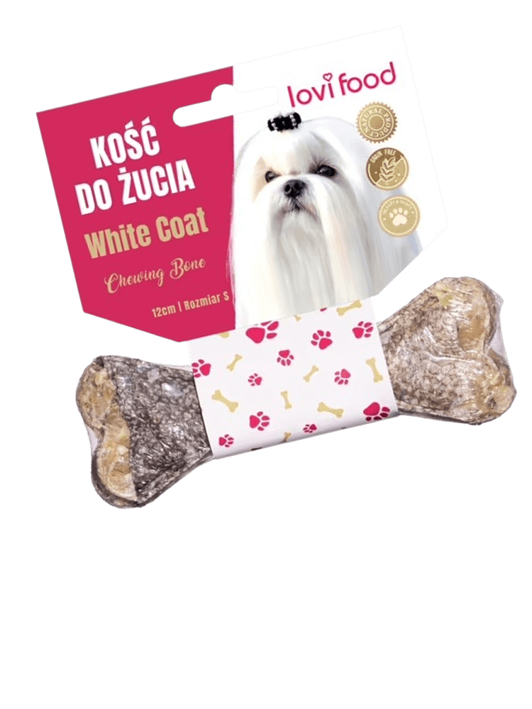 Kość do żucia dla białego psa, z dorszem – White Coat Chewing Bone, 12 cm