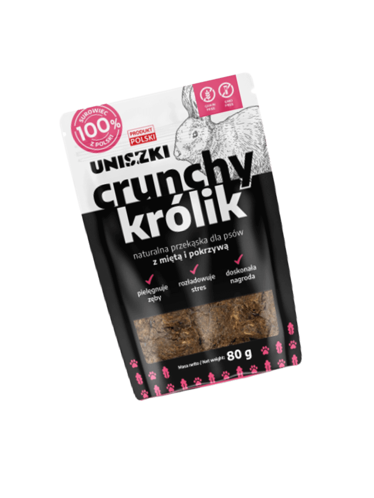 Crunchy królik – naturalna miękka przekąska z królika z miętą i pokrzywą