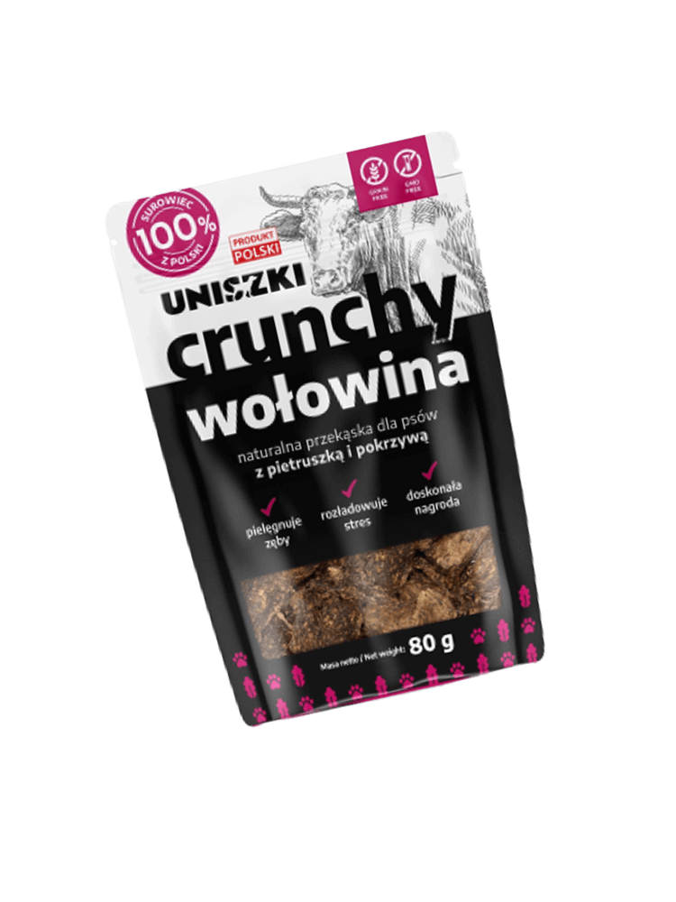 Crunchy wołowina – naturalna miękka przekąska z wołowiny z pietruszką i pokrzywą