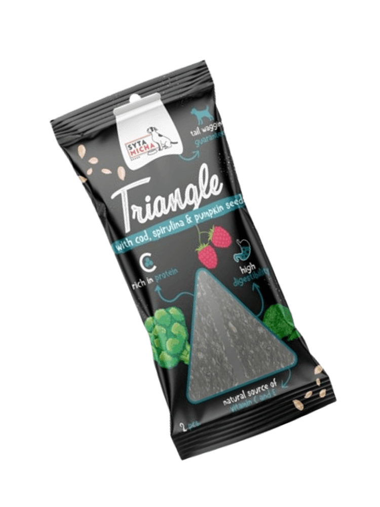 Trójkąt Dorsz z jeleniem i spiruliną  2 szt. – (ok. 13 cm)