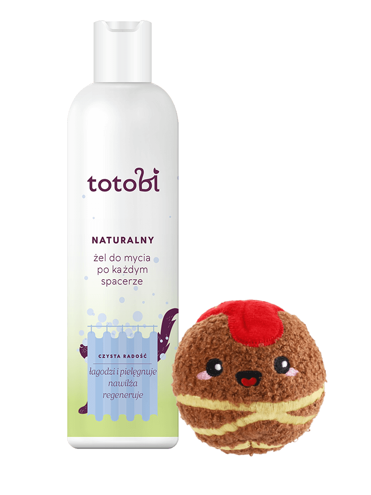 Zgrany duet totobi + Hugsmart:  Naturalny żel po każdym spacerze 300 ml + piłeczka Food Party Spaghetti Meatball