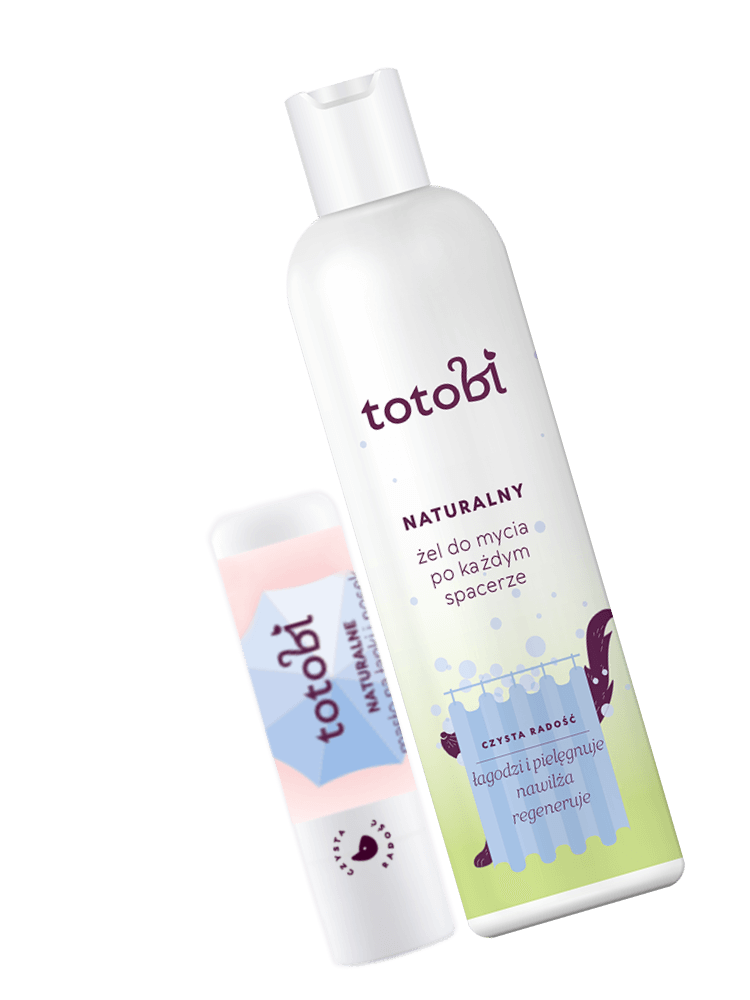 Zgrany duet totobi:  Naturalny żel po każdym spacerze  300 ml + Naturalne masełko do łapek w sztyfcie