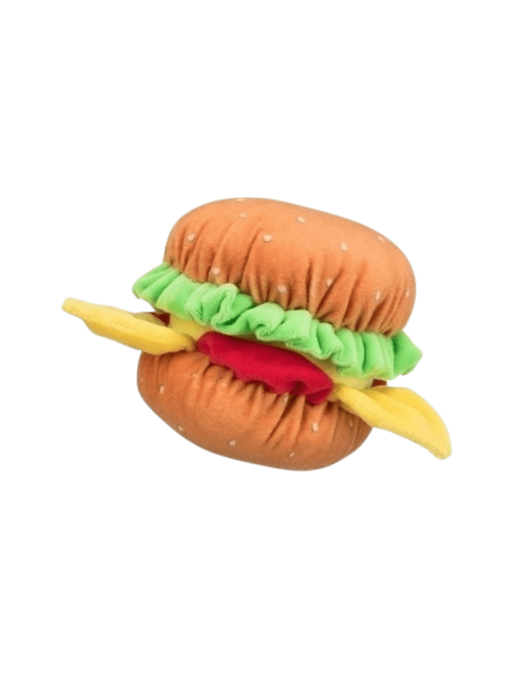 Pluszowy burger dla psa – 13 cm – zabawka interaktywna dla Twojego psa