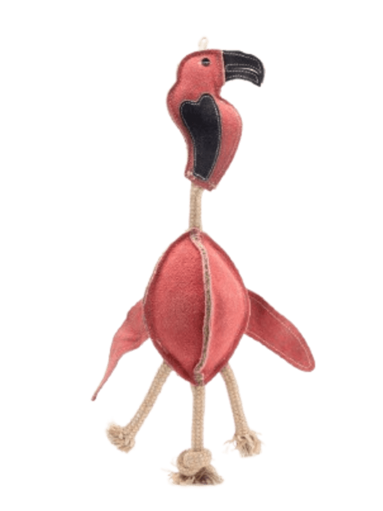 Leather Flamingo with Rope Flaming z liną – ekologiczny szarpak, 49 cm