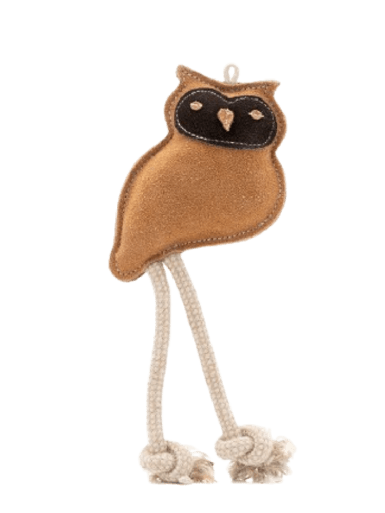 Leather Owl with Rope – ekologiczna Sowa z linami, 28 cm