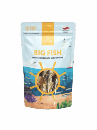 BIG FISH suszone śledzie dla psów i kotów, 60 g