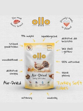 Air-Dried Turkey Soft Cubes - miękkie smaczki z indyka dla psa, 80 g
