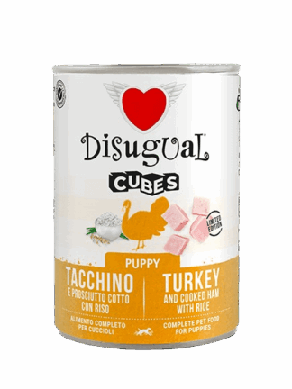 Karma mokra dla psa Cubes Indyk z szynką prosciutto i ryżem dla szczeniąt 400 g