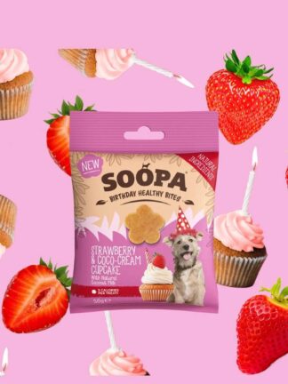 Soopa Strawberry & Coco-Cream Cupcake Healthy Bites 50 g - przekąski urodzinowe dla psa
