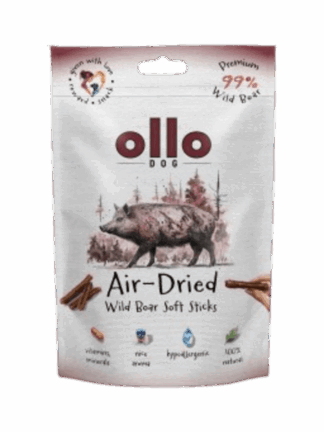 Air-Dried Soft Wild Boar Sticks  -  hipoalergiczne, monobiałkowe paski z dzika dla psa, 80 g (Data ważności do 31.10.2026)