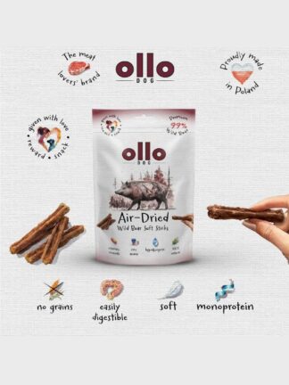 Air-Dried Soft Wild Boar Sticks  -  hipoalergiczne, monobiałkowe paski z dzika dla psa, 80 g (Data ważności do 31.10.2026)