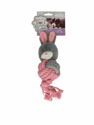 Króliczek Bunny Puppy z liną i bawełnianą kuleczką – zabawka uspokajająca dla szczeniąt i młodych psów