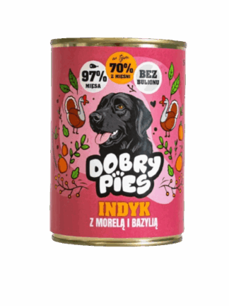 Mokra karma dla psa Indyk i wieprzowina z morelą i bazylią 400 g