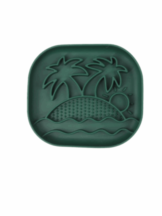 Slowfeeder Palm – Dark Green: ciemno zielona mata spowalniająca jedzenie dla psa i kota - Relaksująca uczta w cieniu palm