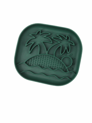 Slowfeeder Palm – Dark Green: ciemno zielona mata spowalniająca jedzenie dla psa i kota - Relaksująca uczta w cieniu palm