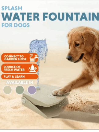 Splash Water Fountain - Beżowa – Interaktywna Fontanna Ogrodowa dla Psa