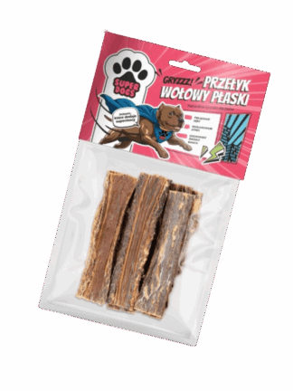 Przełyk Wołowy Płaski – Chrupiąca i Zdrowa Przekąska dla Każdego Psa, 100 g