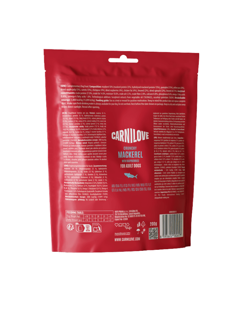 Dog Crunchy Snack Mackerel & Raspberries – Makrela z Malinami, 200 g