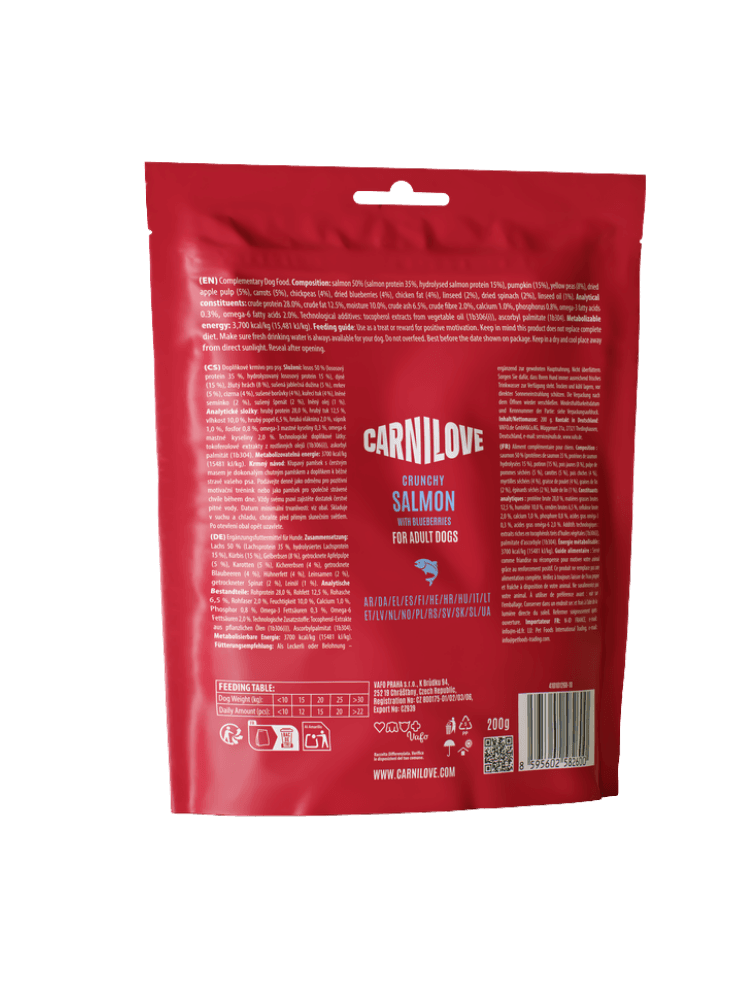 Dog Crunchy Snack Salmon & Blueberries – Łosoś z Borówką, 200 g