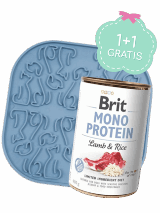 DUET 1+1 Fiboo Lollipop z przyssawkami - mata do lizania - ciemno niebieski 19 cm x 19 cm + Brit Mono Protein Dog Lamb & Rice 400 g w prezencie