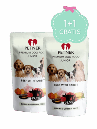 Duet 1+1  Petner Karma dla młodych psów wołowina z królikiem MINI 500g + Petner Karma dla młodych psów wołowina z królikiem MINI 500g  w Prezencie