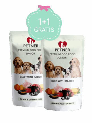 Duet 1+1  Petner Karma dla młodych psów wołowina z królikiem MINI 500g + Petner Karma dla młodych psów wołowina z królikiem MINI 500g  w Prezencie
