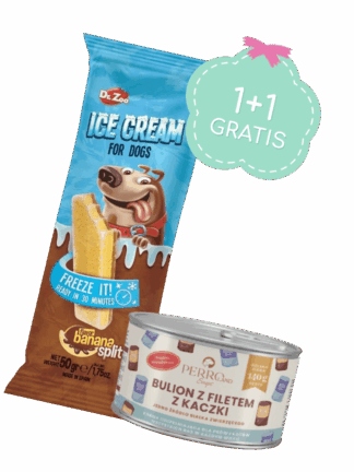 DUET 1+1 PERROland Soups - Bulion z filetem z kaczki dla psa i kota, 140 g + Dr. Zoo Banana Split Ice Cream Lody dla psa op. 50 g w prezencie