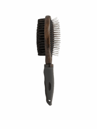 Ekskluzywna Szczotka Dwustronna 2w1 z metalowymi pinami oraz naturalnym włosiem, 6,8x24 cm