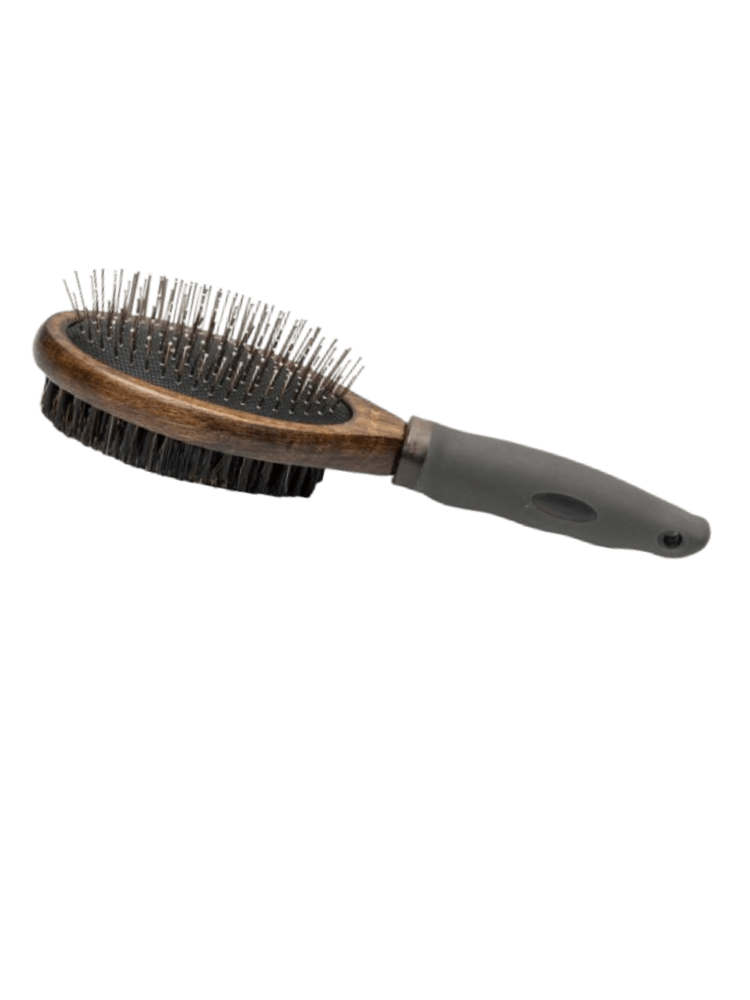 Ekskluzywna Szczotka Dwustronna 2w1 z metalowymi pinami oraz naturalnym włosiem, 6,8×24 cm
