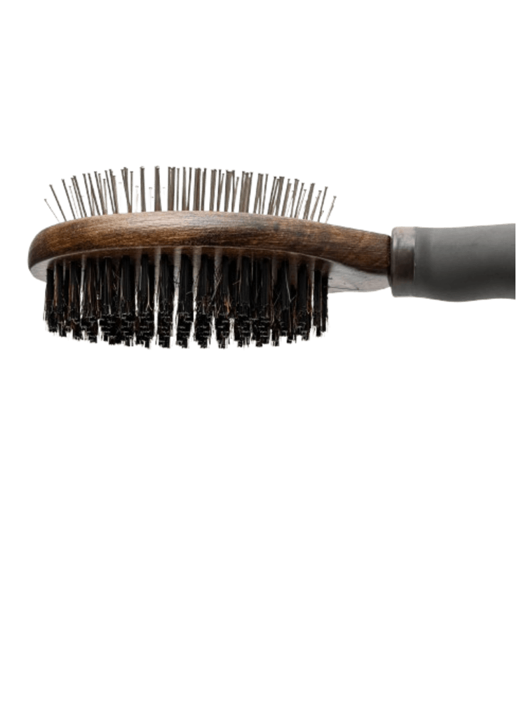 Ekskluzywna Szczotka Dwustronna 2w1 z metalowymi pinami oraz naturalnym włosiem, 6,8x24 cm