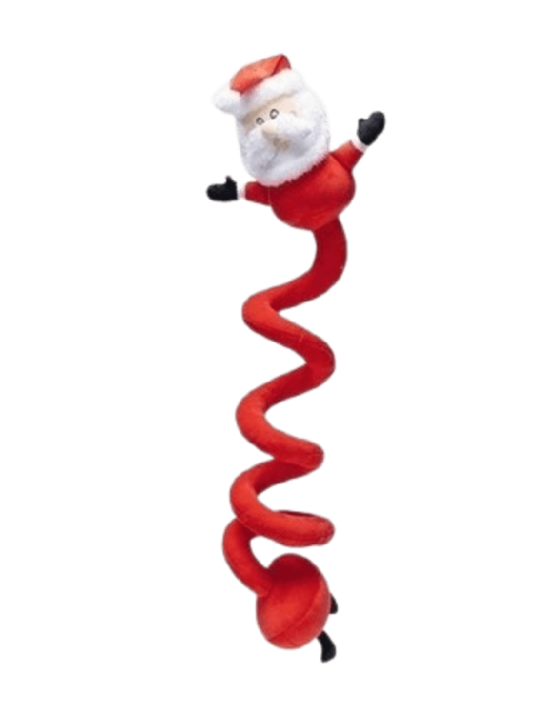 Pluszowy Mikołaj Spirala - Sprężynująca Zabawka Świąteczna dla Psa, 32 cm