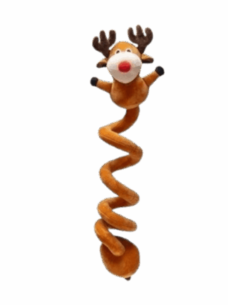 Pluszowy Renifer Spirala - Sprężynująca Zabawka Świąteczna dla Psa, 32 cm