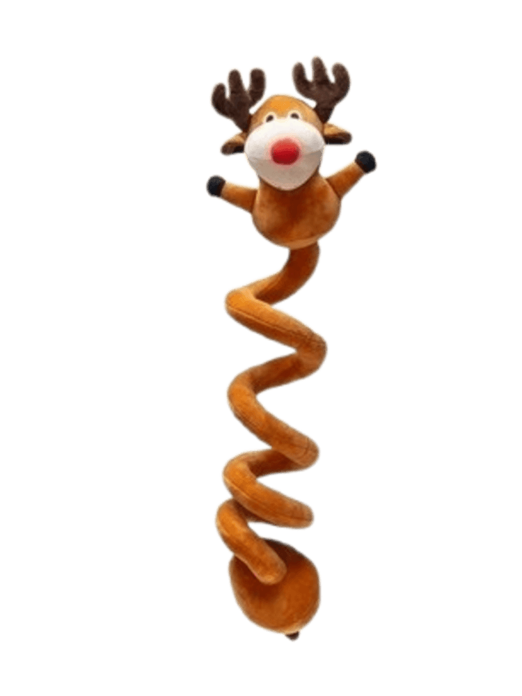 Pluszowy Renifer Spirala - Sprężynująca Zabawka Świąteczna dla Psa, 32 cm