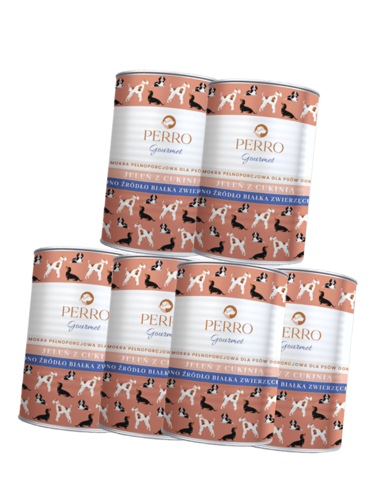 ZESTAW Gourmet Karma mokra Jeleń z cukinią – monobiałkowa formuła dla psów dorosłych 6×400 g