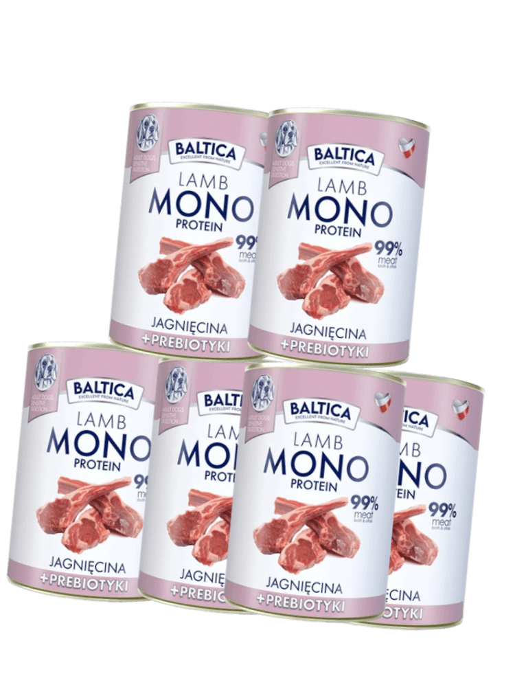 ZESTAW Mokra Karma Mono jagnięcina z prebiotykami 6×400 g