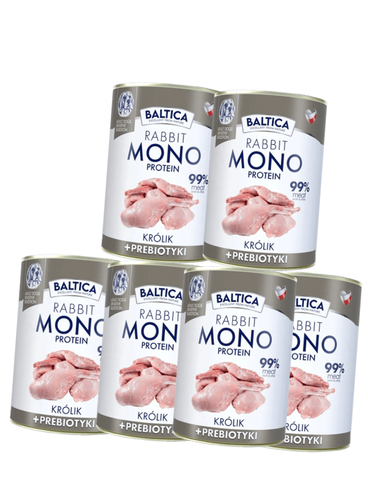 ZESTAW Mokra Karma Mono królik z prebiotykami 6×400 g