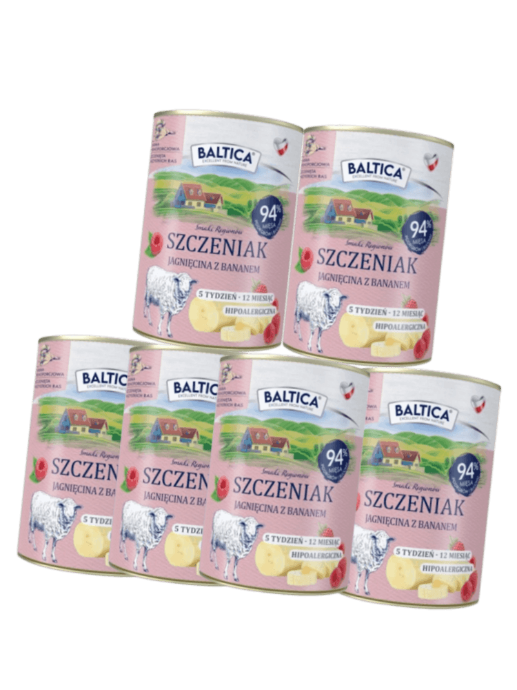 ZESTAW Mokra Karma dla Szczeniaka – Jagnięcina z bananem 6x 400 g