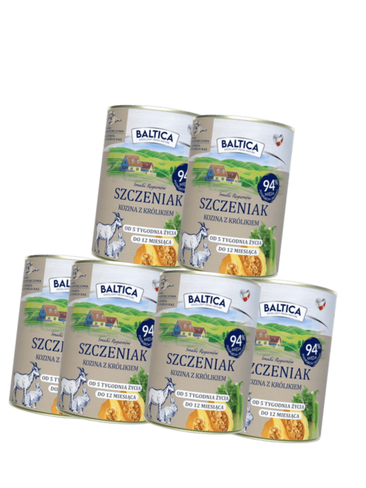 ZESTAW Mokra Karma dla psa Kozina z Królikiem Junior- dla szczeniąt, 6x 400 g