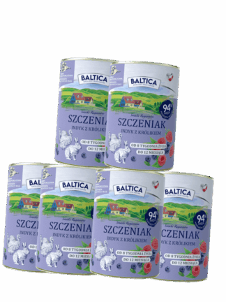 ZESTAW Mokra Karma dla szczeniąt indyk z królikiem 6x400 g