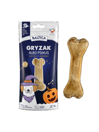 Kość Halloween z Kaczką i Jabłkiem – Naturalny Gryzak dla Psa, 12 cm