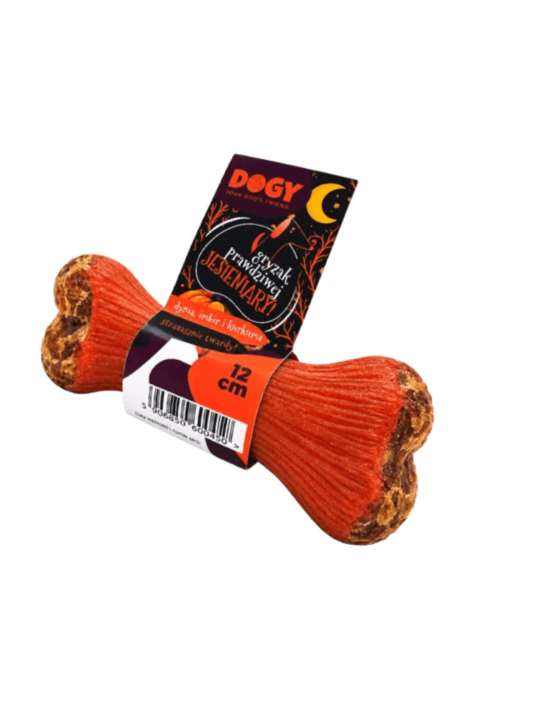Gryzak Prawdziwej Jesieniary! Straaasznie Twardy! - Gryzak Owinięty Skórą z Dynią i Imbirem, 12 cm