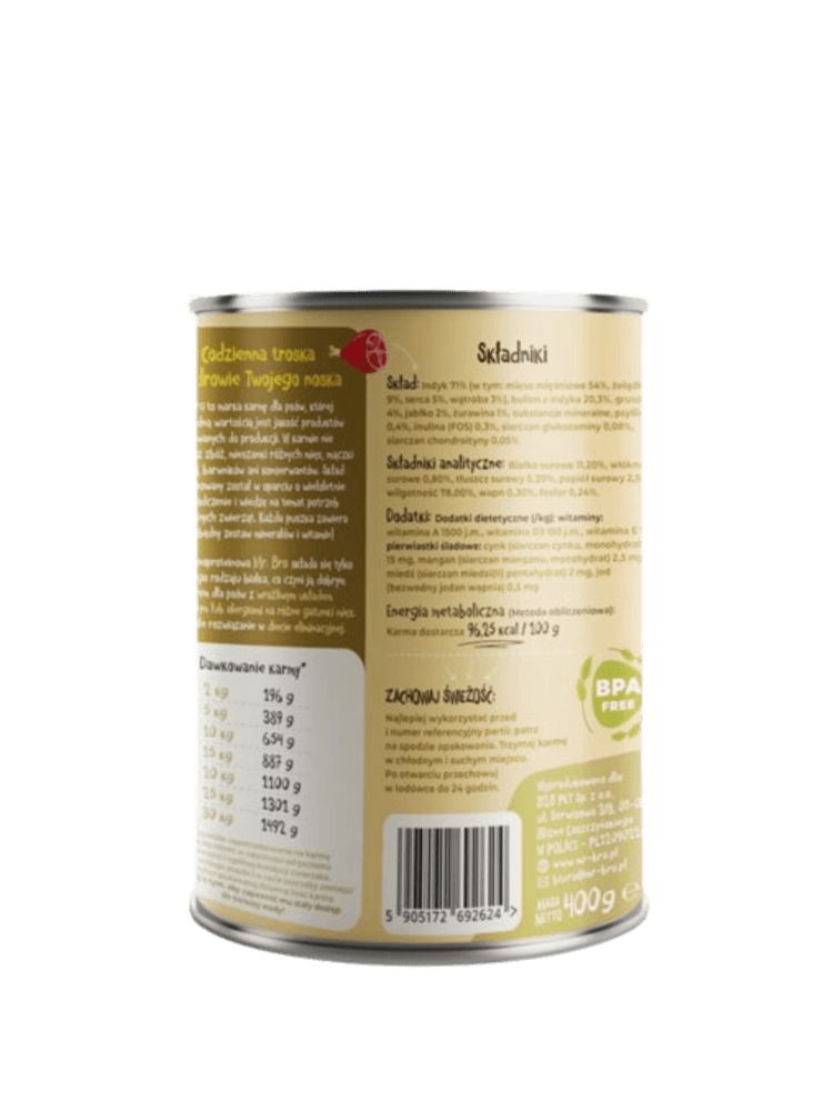 Indyk z Gruszką – Monoproteinowa Karma Mokra dla Psa 400 g
