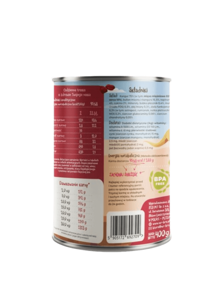 LIGHT Kangur z Topinamburem i Prebiotykami - Karma Mokra dla psa 400 g