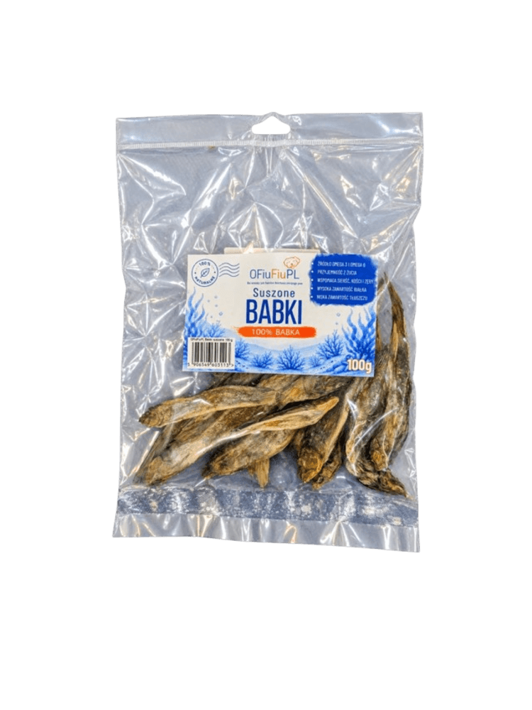 Suszone BABKI dla Psa  – Naturalny Rybny Gryzak 100 g