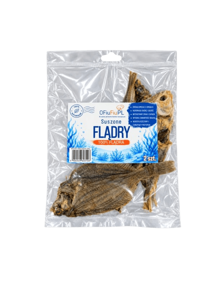 Suszone FLĄDRY dla Psa – Naturalny Duży Gryzak Rybny 2 szt